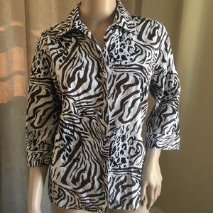 Animal Print collared Shirt Petite